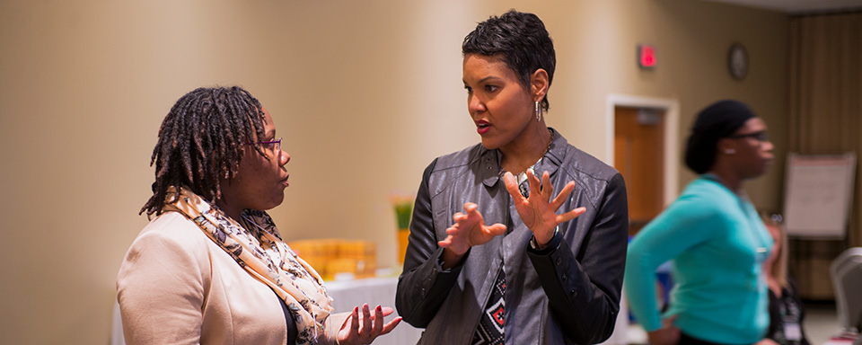 Staff talking to eachother