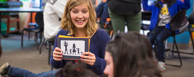 Students participating in community service