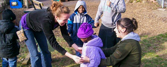 Students volunteering in the community