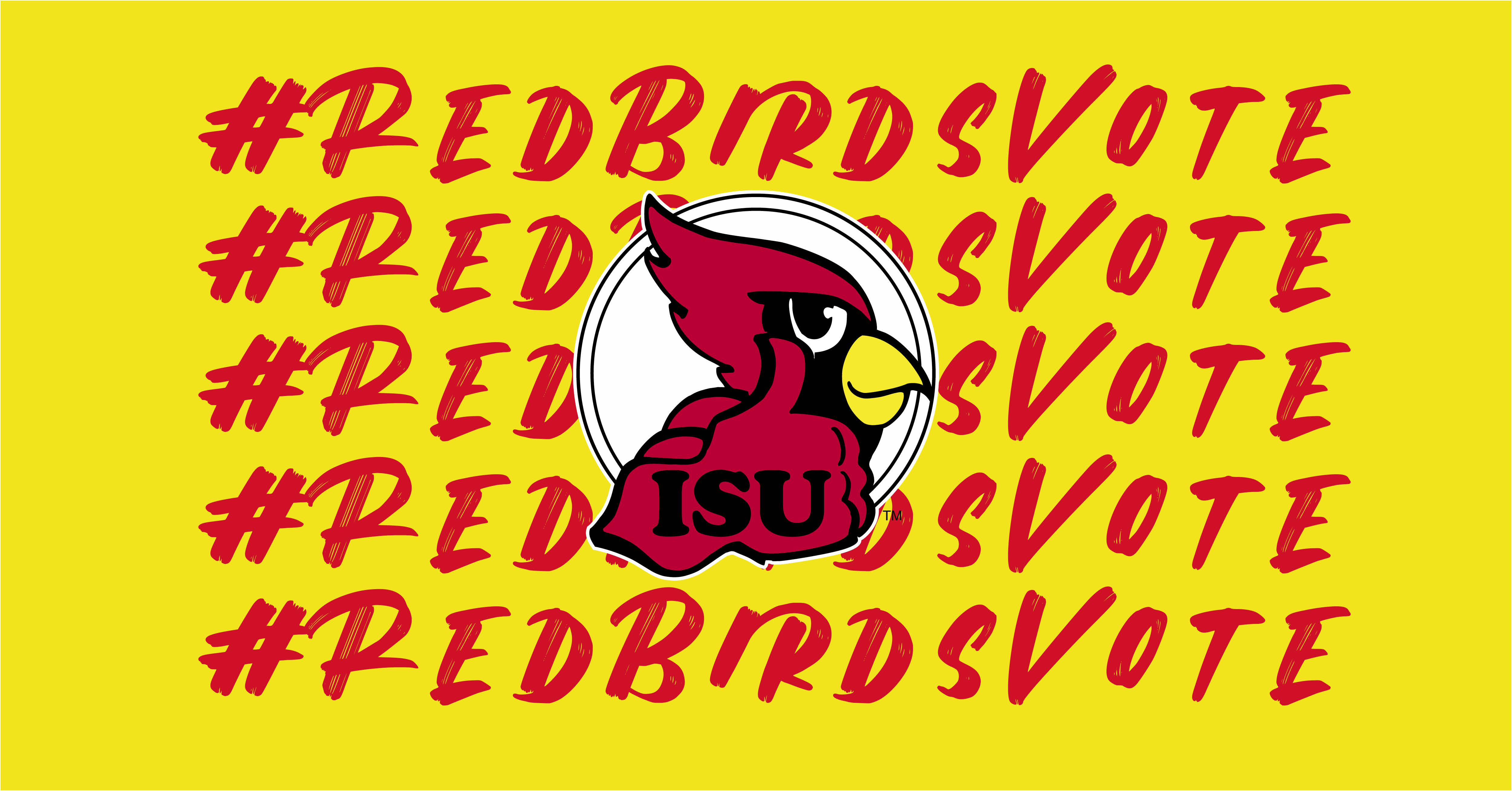 yellow background with redbirds vote